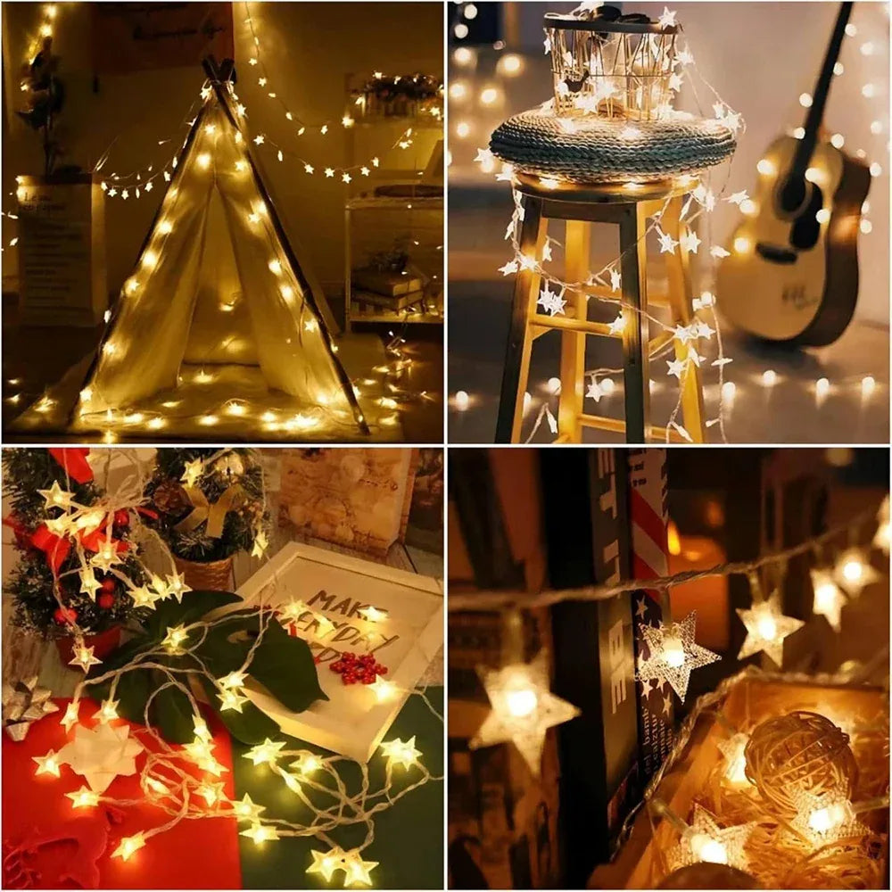 LED Star String Lights USB/Battery Operated Fairy Lights Christmas Garland For Party Wedding Home Outdoor Patio Decoration - Luvia