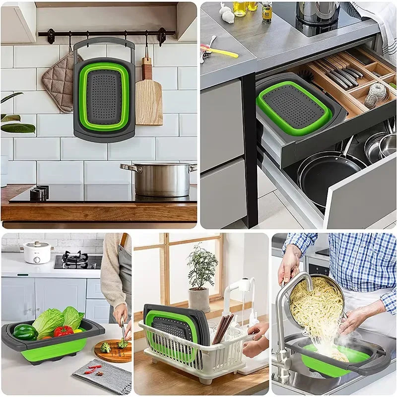 7QT Collapsible Colander Strainer Expandable Over the Sink Colander Foldable Large Colander Basket to Wash Vegetable Fruit YY128 - Luvia