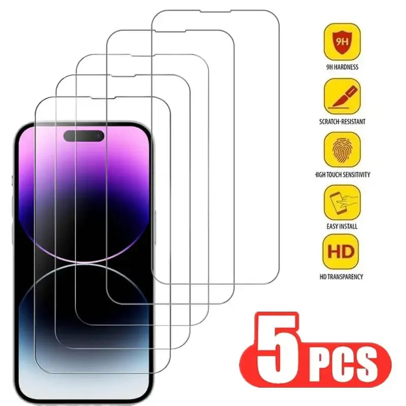Tempered Glass for iPhone 14 Pro 15 16 17 13 12 11 pro max screen protector for iphone 15 pro mica for iphone 13 14 pro glass - Luvia