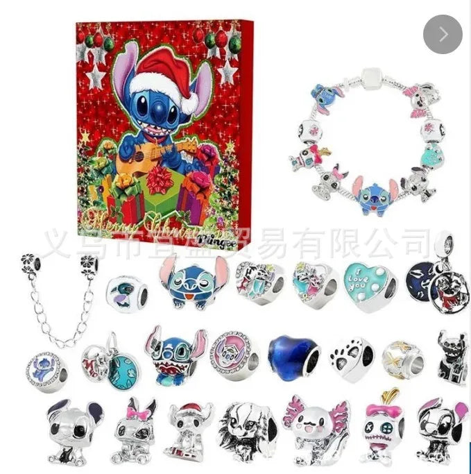 Disney Stitch Mickey Mouse Christmas Advent Calendar Bracelets 24 Days Countdown Calendar Diy Jewelry Making Cute Christmas Gift - Luvia