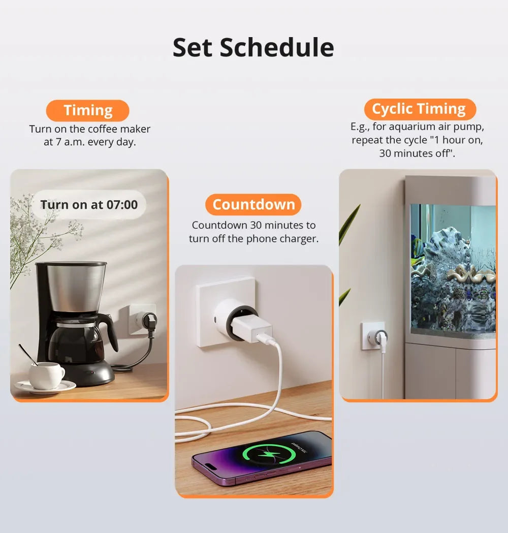SONOFF Smart Socket S60 TPF EU WiFi 16A Smart Plug With Energy Monitoring Remote Control Timer Voice Control Smart Scene Current - Luvia