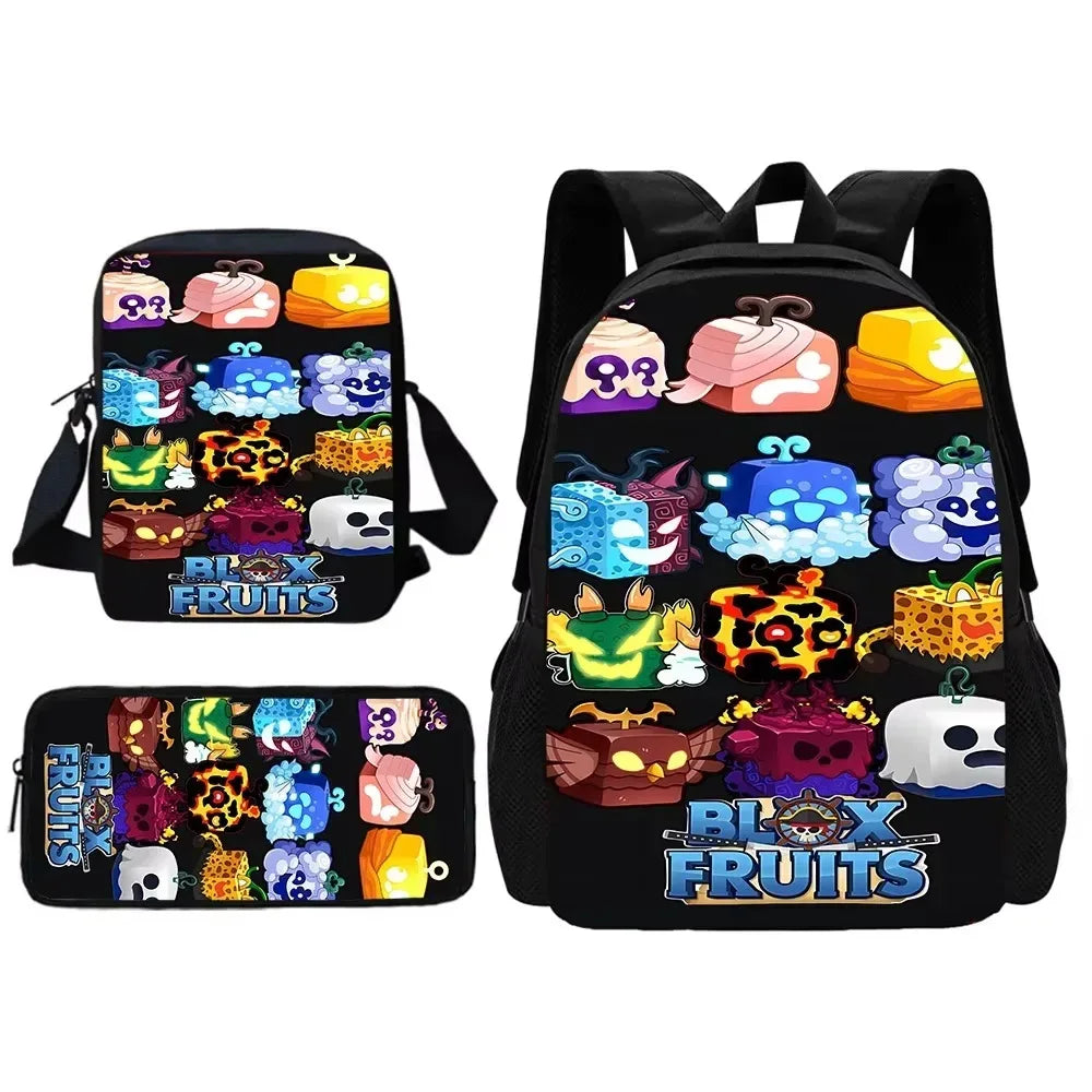 Child School Cartoon Blox Fruits Backpack With Shoulder Bag Pencil Bags School Bags for Boys Girls Best Gift - Luvia
