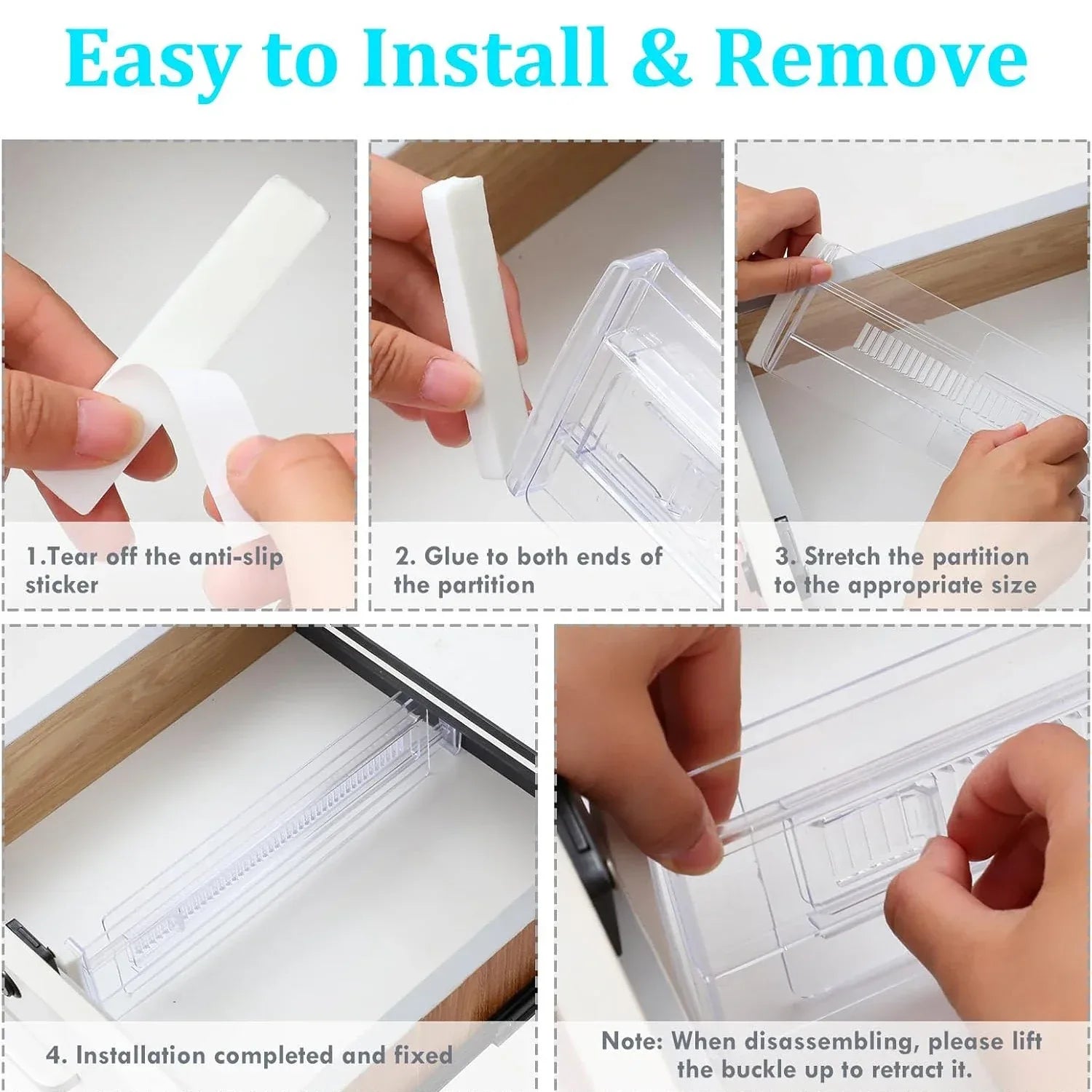 Drawer Dividers, 12 pack Adjustable Drawer Organizer, Clear Expandable Dresser Organizer for Clothes Kitchen Utensils Storage - Luvia