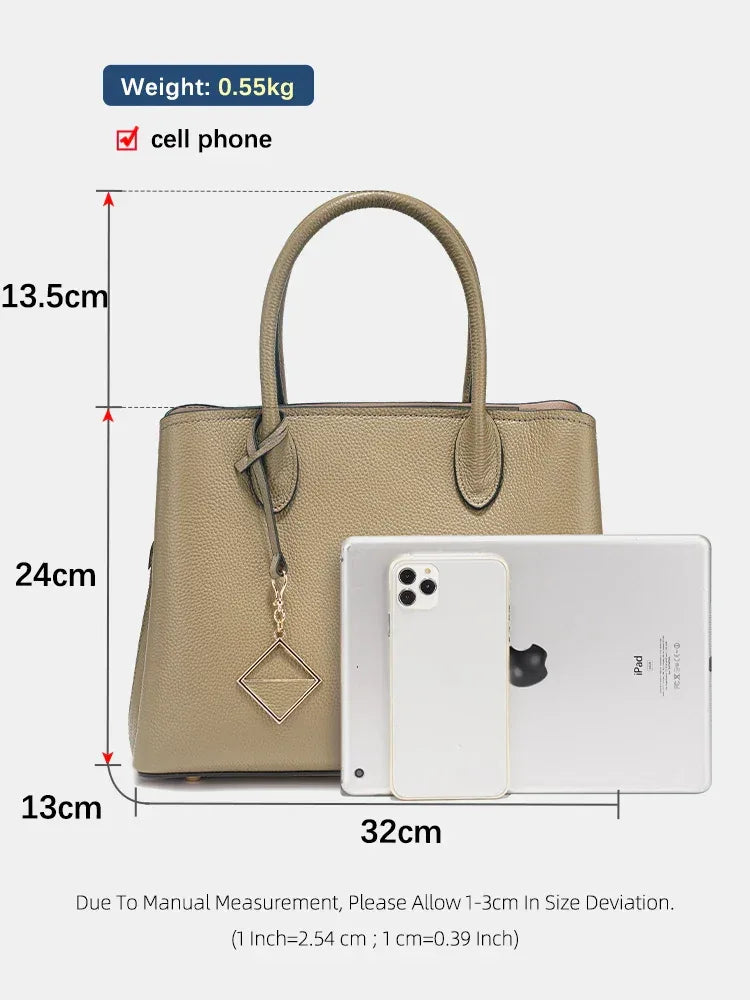 Zency Women's Genuine Leather Large Shopper Bag Designer Shoulder Bags Handbag Bucket Crossbody 2025 leather Top Handles Bags - Luvia