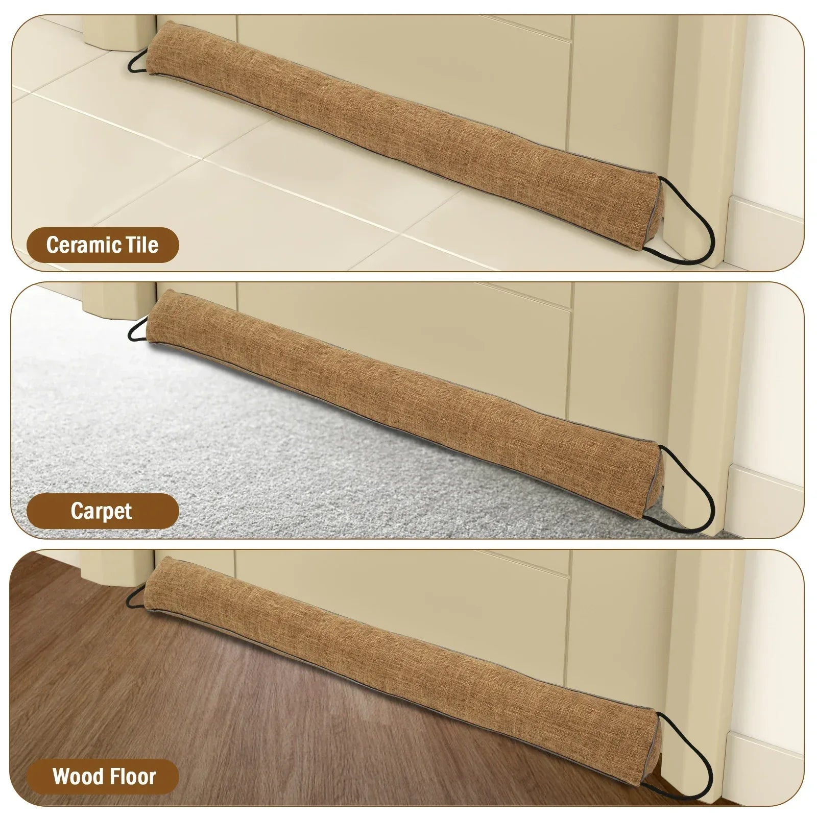 1/2Pcs Under Door Draft Stopper 92cm Heavy Triangular Duty Door Draft Blocker with Hanging Loops for Under Door Noise Blocker - Luvia