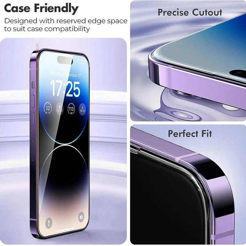 Tempered Glass for iPhone 14 Pro 15 16 17 13 12 11 pro max screen protector for iphone 15 pro mica for iphone 13 14 pro glass - Luvia