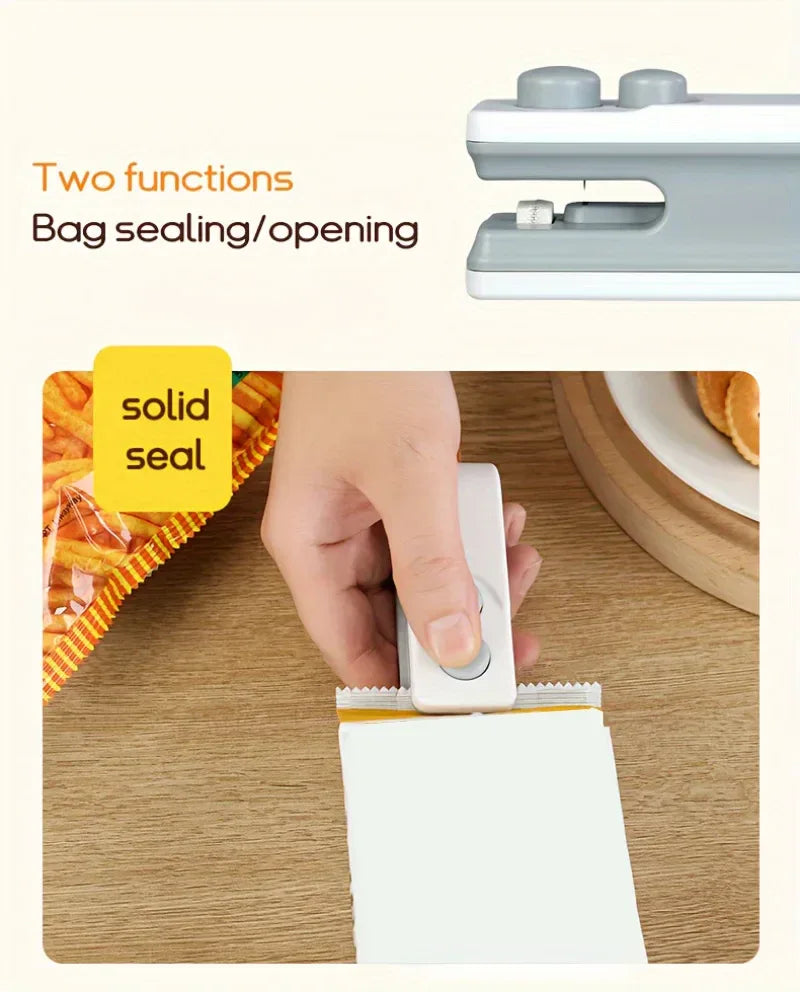 Handheld Bag Sealer Mini Heat Vacuum Food Sealer with Cutter and Magnet 2 in 1 Bag Sealer for Plastic Bags Snacks Food Storage - Luvia