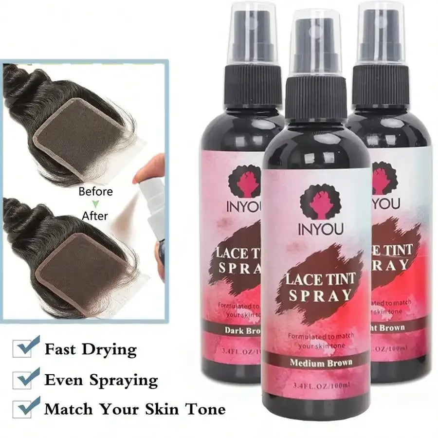 Lace Tint Spray For Wigs, Waterproof Lace Tint Melting Mousse Spray Concealer For Lace Closure Front Wigs Toupees - Luvia