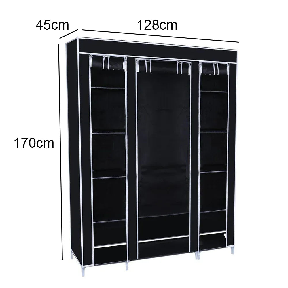 Portable Wardrobe Clothes Organizer Non-Woven Fabric Wardrobe Storage Cupboard for Bedroom 128*45*170cm Storage Shelves - Luvia