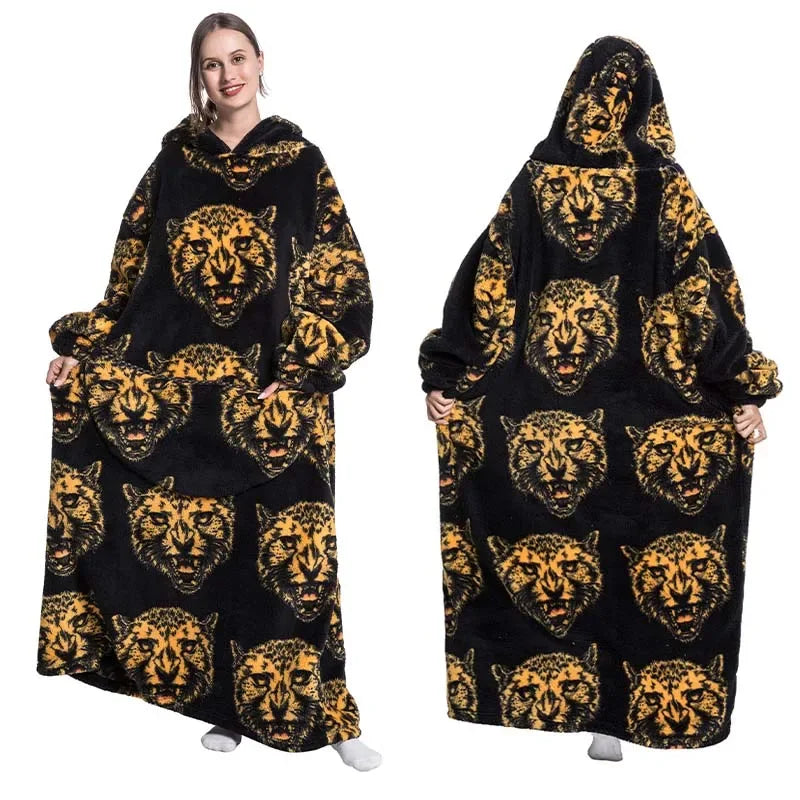 Super Long Oversized Homewear Blanket Hoodie For Adults Wearable Blankets Winter Clothes Fleece Avocado Women Sweatshirt - Luvia