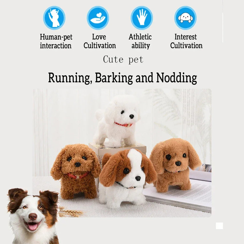 Pet Companion Battery Operated Toy Plush puppy pet electronic interactive toy walking barking wagging tail Simulation puppy - Luvia