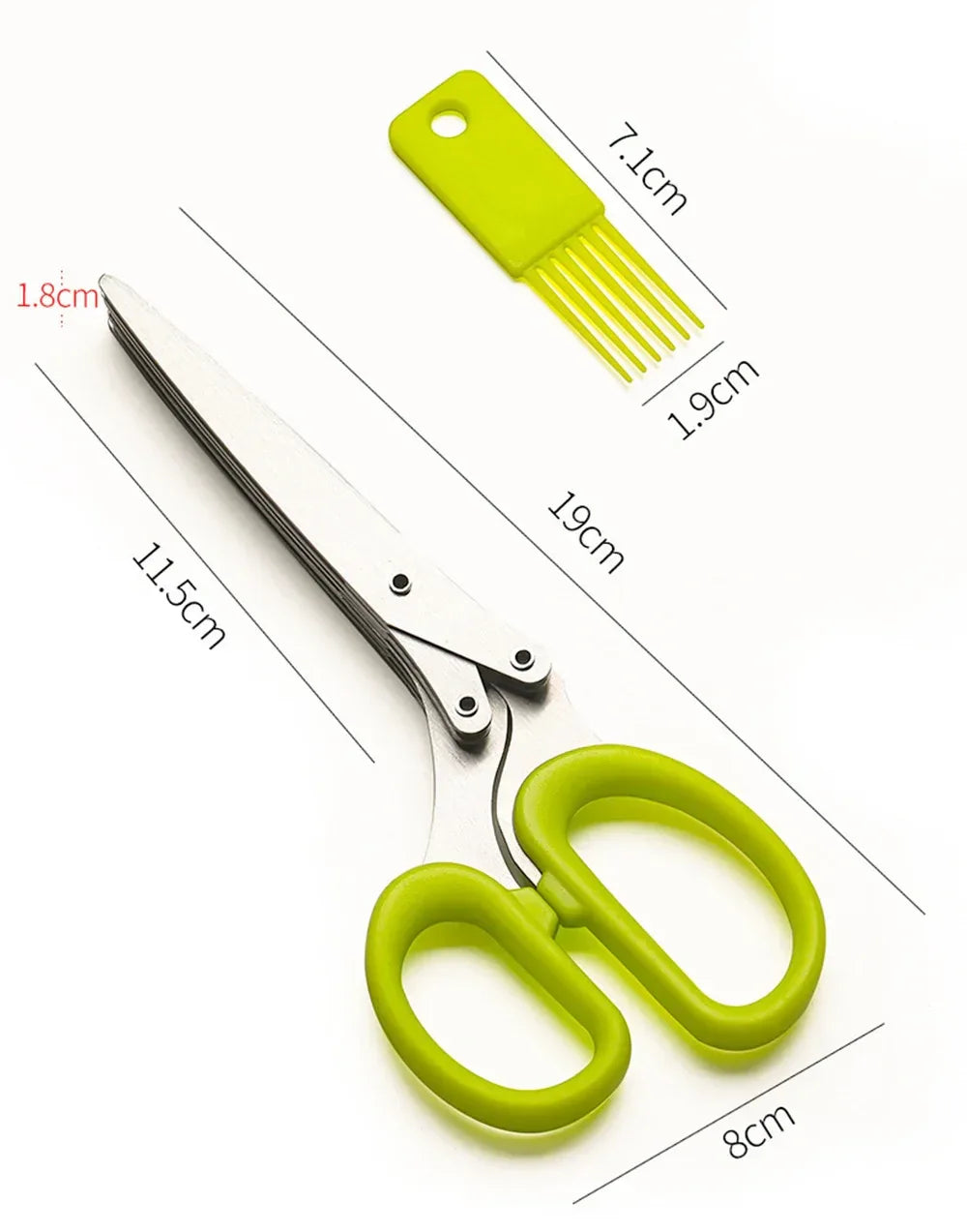 Herb Scissors Stainless Steel 5 Blade Kitchen Shears Household Vegetable Cutter with Cover Multifunctional Kitchen Gadgets - Luvia