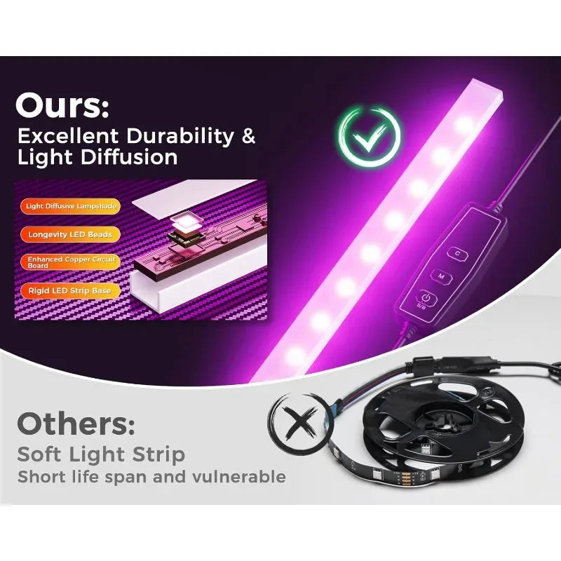 L Shaped Desk Gaming Desk with LED Light & Power Outlet, 53 Inch Reversible L Shaped Computer Table with Shelf & Storage Ba - Luvia