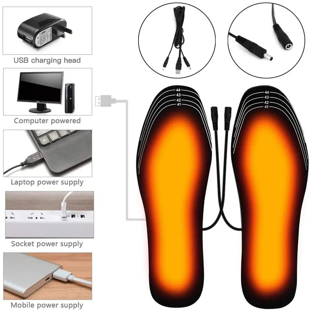 USB Rechargeable Heated Insoles Size 35-46 DIY Customizable Electric Heated Shoes Pad for Outdoor Skiing Winter Foot Warmers - Luvia