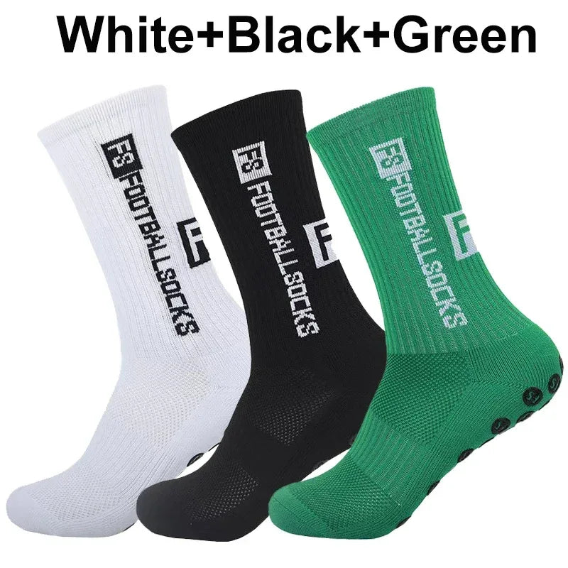 3 Pairs FS Non-slip Football Socks Men Women Sports Anti-Slip Soccer Stockings Silicone Bottom Breathable Outdoor Soccer Socks - Luvia