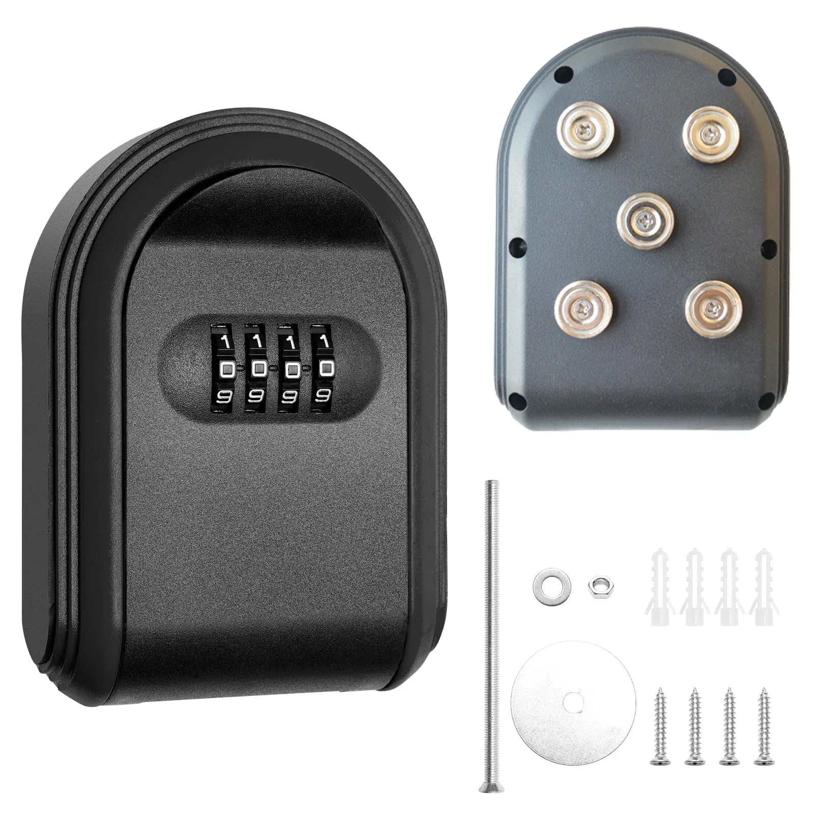 Magnetic Key Holder with Lock Magnet Key Lock Box Hidden Under Car Secure 4-Digit Combination with Resettable Code For for Store - Luvia