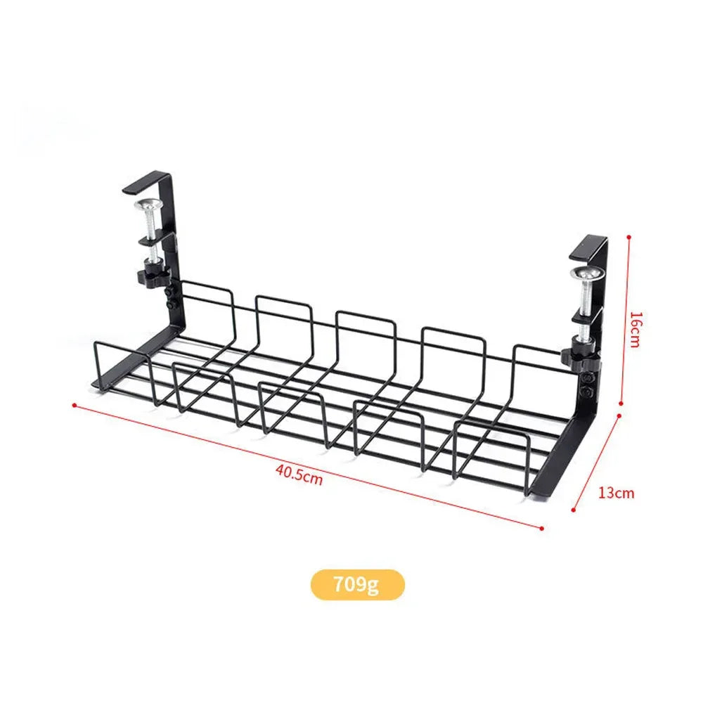 Cable Management Box Under Desk Cable Organizer Storage Shelf Desk Wire Management Cable Tray Under Desk No Drill Metal Rack For - Luvia