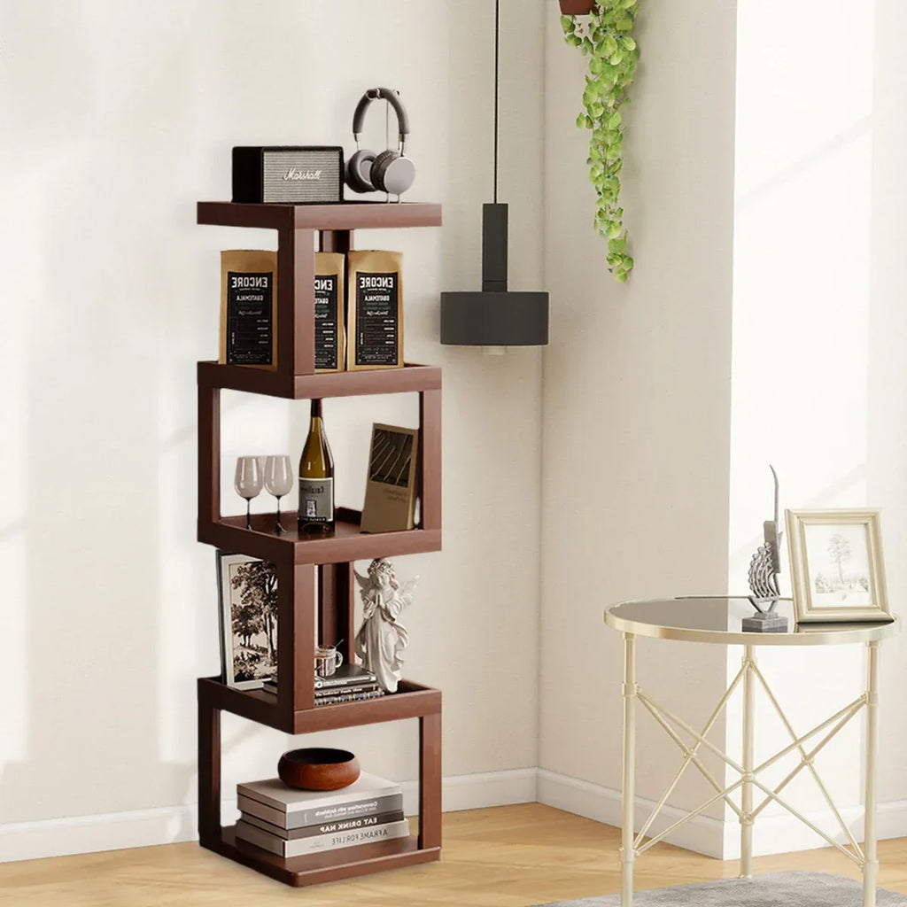 Multi-Tier Bamboo Storage Side/Bedside Table - 3/4/5 Tier Modern Nightstand for Bedrooms & Living Rooms (Small Spaces) - Luvia