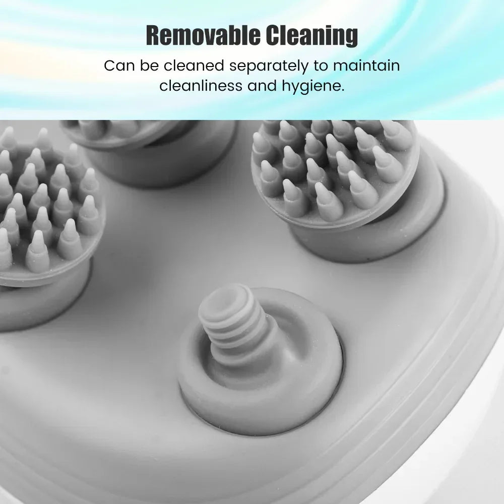 Electric Head Scalp Massager with 4 Kneading Massage Heads Body Deep Tissue Massager for Hair Growth Relaxtion and Cat Pet Claw - Luvia