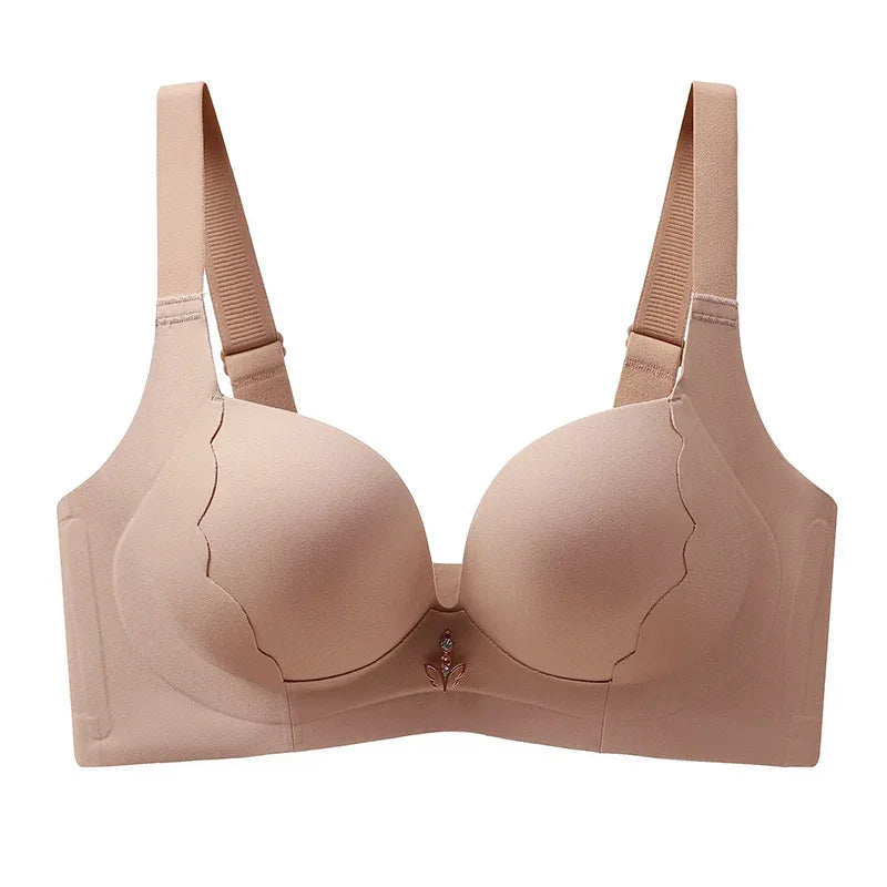 Seamless Bra for Women Plus Size Wireless Brassiere Lightly Lined Full Coverage Bra C D E Cup Sexy Bra Solid Padded Basic Femme - Luvia