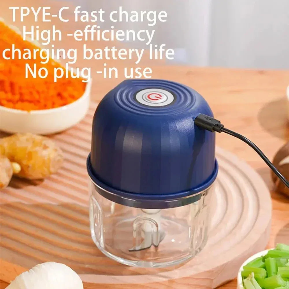 Electric Garlic Masher Garlic Mashing Machine 260ML Meat Grinder Onion Vegetable Crusher Kitchen Mini Blender - Luvia