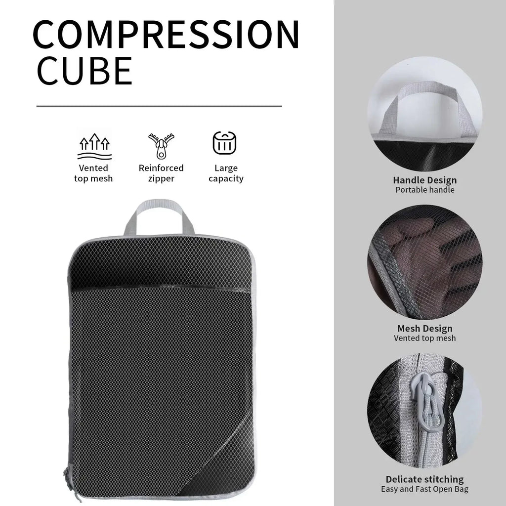 6Pcs Compression Packing Cubes Set for Travel Packing Cubes Compression Compressible Storage Bags for Carry On and Suitcases - Luvia