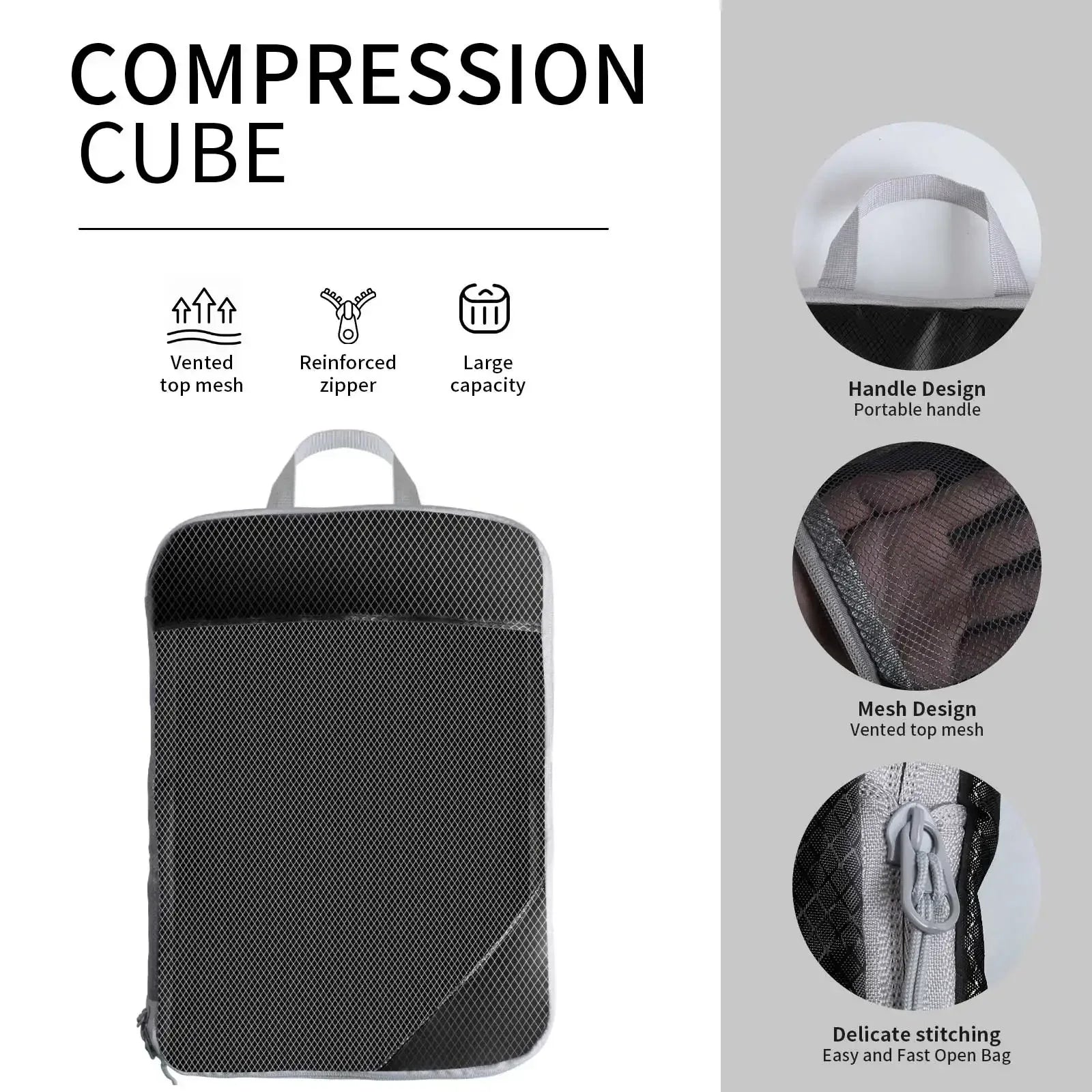6Pcs Compression Packing Cubes Set for Travel Packing Cubes Compression Compressible Storage Bags for Carry On and Suitcases - Luvia