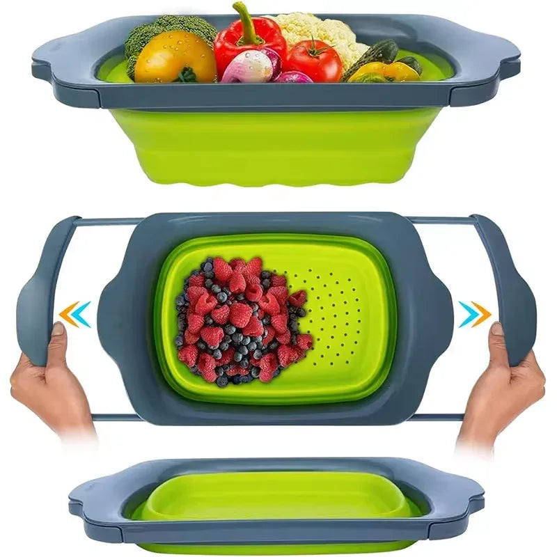 7QT Collapsible Colander Strainer Expandable Over the Sink Colander Foldable Large Colander Basket to Wash Vegetable Fruit YY128 - Luvia