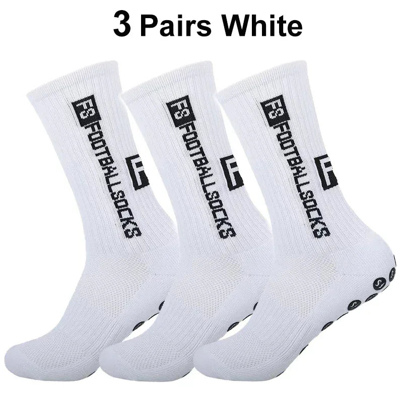 3 Pairs FS Non-slip Football Socks Men Women Sports Anti-Slip Soccer Stockings Silicone Bottom Breathable Outdoor Soccer Socks - Luvia