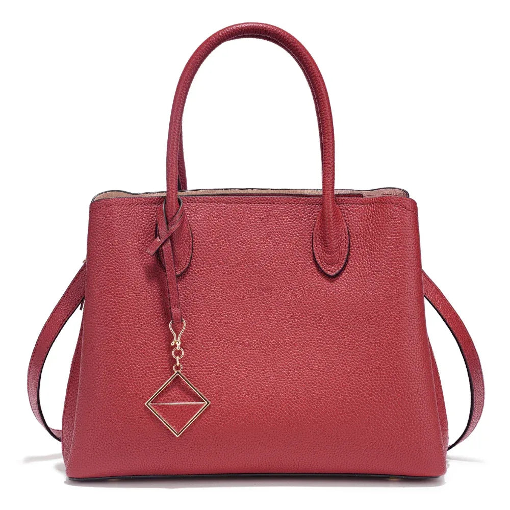 Zency Women's Genuine Leather Large Shopper Bag Designer Shoulder Bags Handbag Bucket Crossbody 2025 leather Top Handles Bags - Luvia