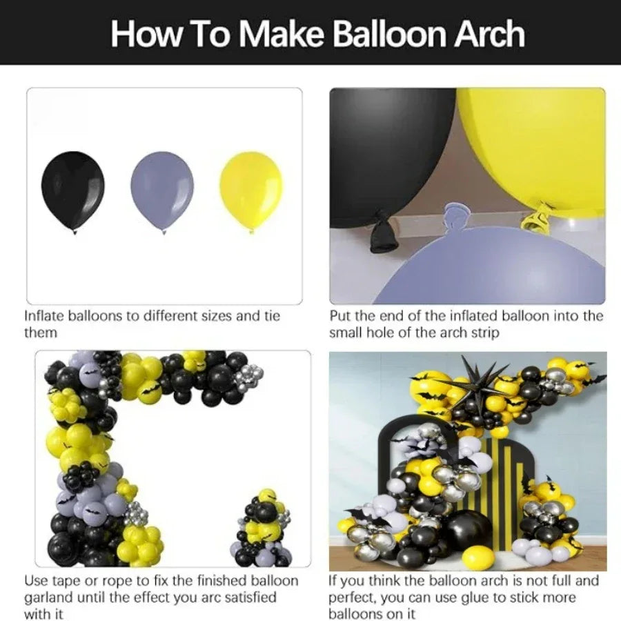 137-Piece Bat-Themed Party Balloon Arch Kit Balloon Set Birthday Party Decoration - Luvia