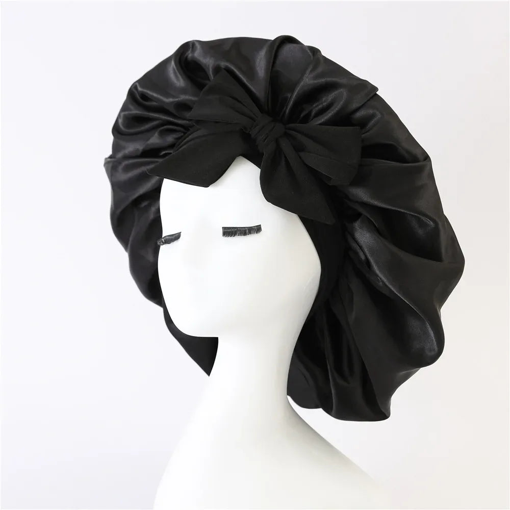 Sleeping Hat Women Satin Solid Night Sleep Cap Hair Care Bonnet Nightcap For Women Men Unisex Cap Bonnet De Nuit Shower Turban - Luvia