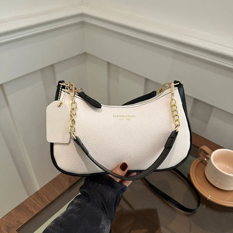 Cherry Pendant Crossbody Bag for Women PU Leather Crescent Bag Adjustable Strap Underarm Bag Closure Handbag for Work Travel - Luvia