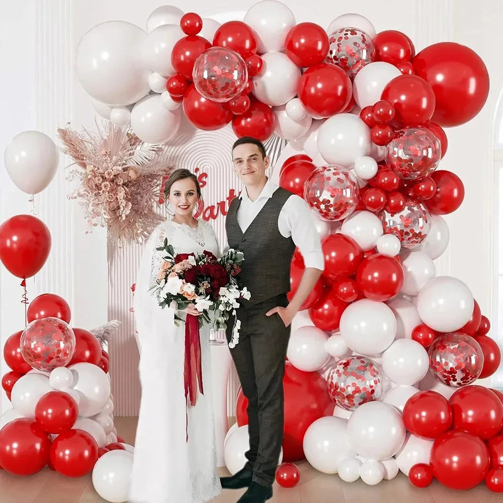 108PCS Red & White Balloon Arch Kit – Perfect for Baby Showers, Weddings, Anniversaries, Engagements, Birthdays, Graduations - Luvia