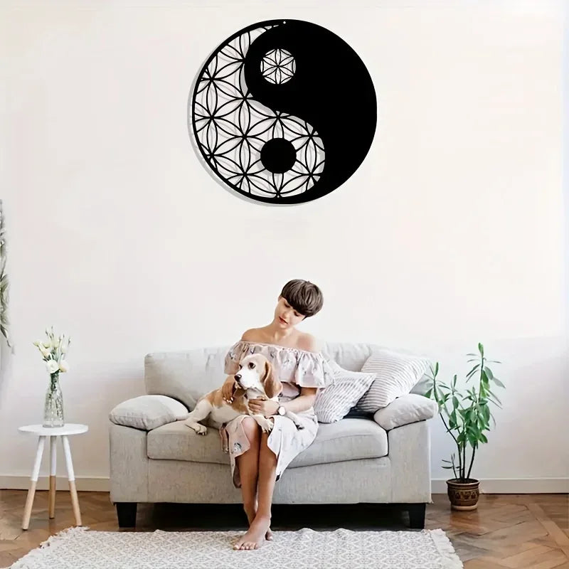 Metal Yin Yang Decoration, Metal Wall Art, Sacred Wall Art, Zen Wall Decoration, Geometric Metal Wall Decoration, Wall Hanging - Luvia