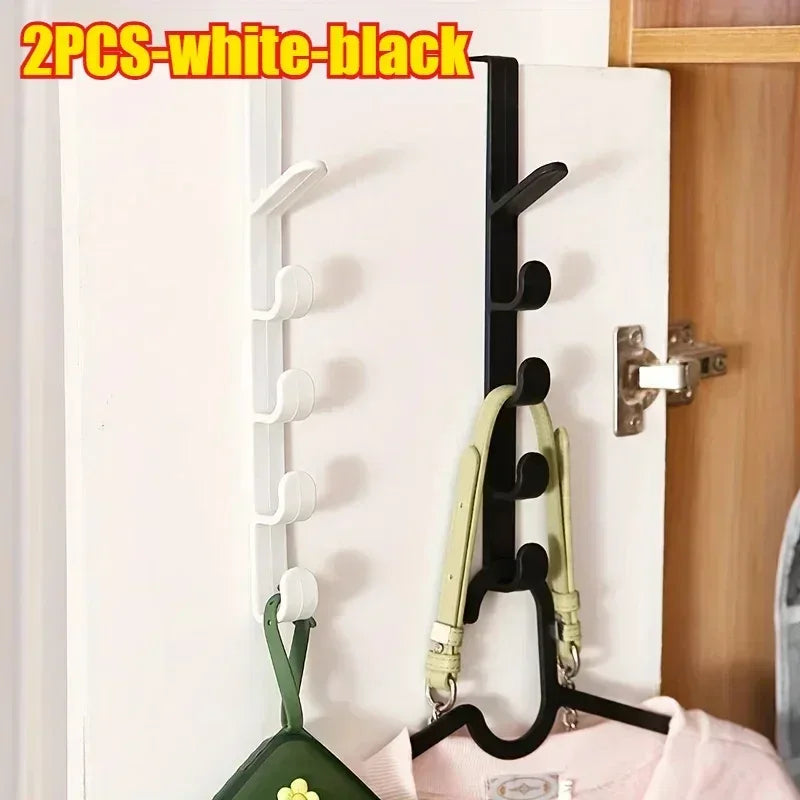 1pcs Bedroom Door Hanger Clothes Hanging Rack Over The Door Plastic Home Storage Organization Hooks, Purse Holder for Bags Rails - Luvia