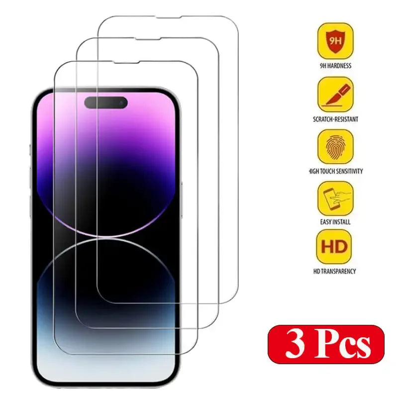 Tempered Glass for iPhone 14 Pro 15 16 17 13 12 11 pro max screen protector for iphone 15 pro mica for iphone 13 14 pro glass - Luvia