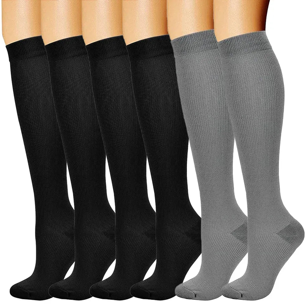 3 Pairs Compression Socks for Women Circulation15-20 mmHg is Best Support for Athletic Running Cycling Gym Travel Sports Workout - Luvia