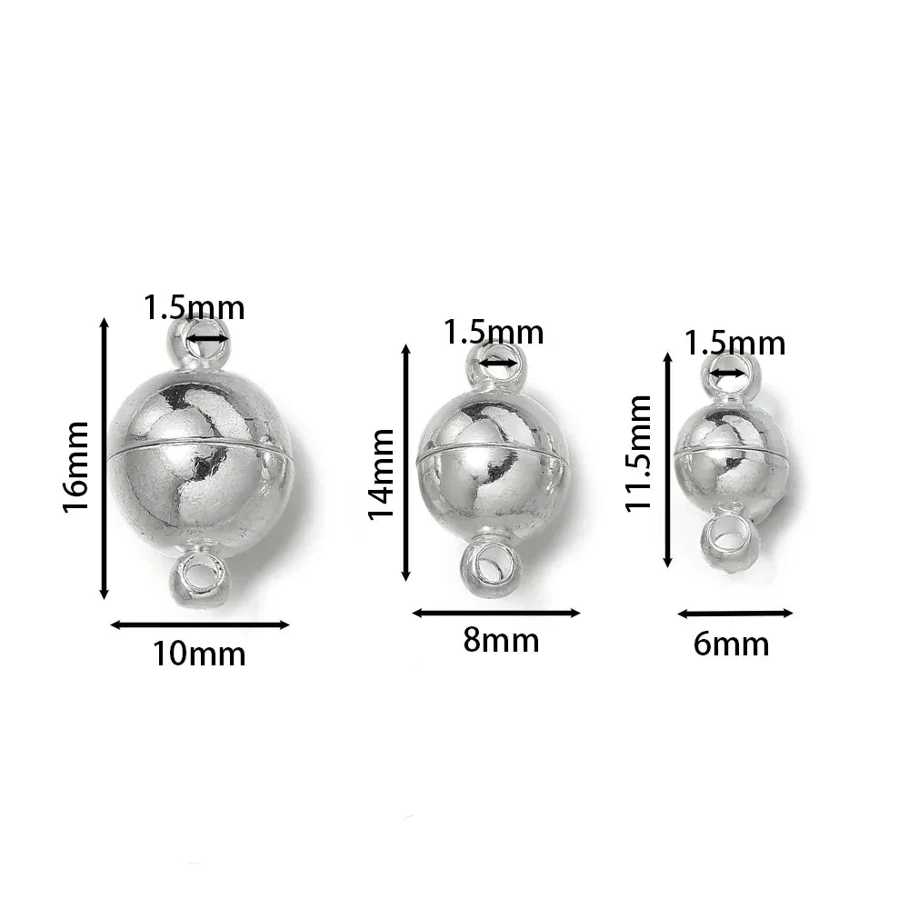 10pair/Lot 6/8/10mm Round Magnetic Connectors Clasps Magnet Charms End Cap for DIY Jewelry Making Couple Bracelet Necklace - Luvia