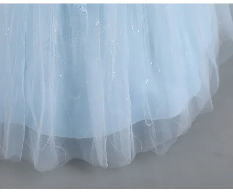 Formal Dress for Elegant Party Girls Dresses Long Sleeve Embroidery Girl's Ceremonial Clothes 5 to 14 Years - Luvia