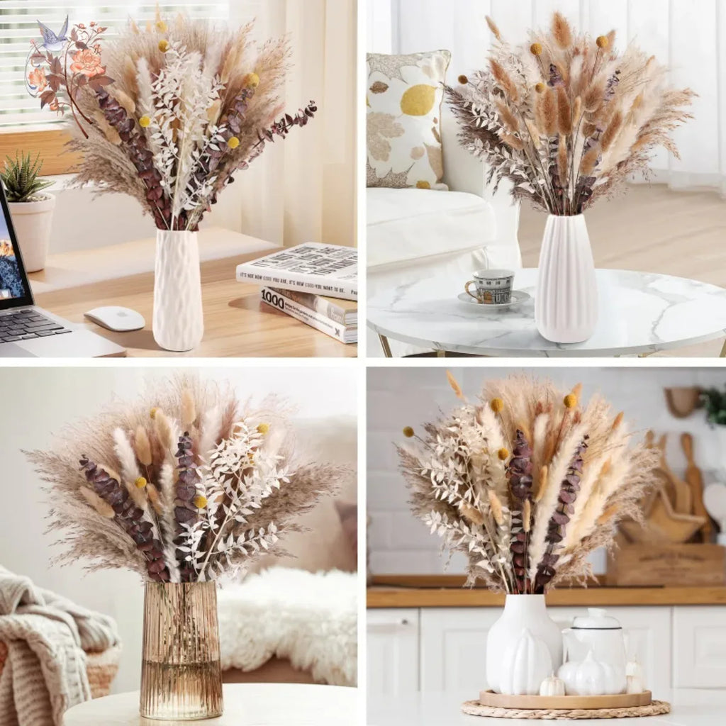Natural Pampas Grass Bouquet Dried Flowers Autumn Home Room Decoration DIY Christmas Gift Artificial Flowers Wedding Arrangement - Luvia