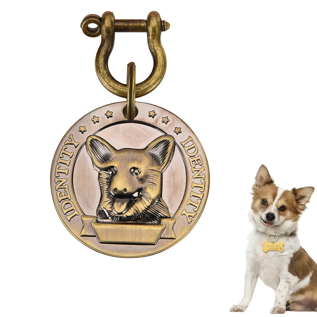 VIP Customizable Engraved Pets ID Tag for Dog Cat Bronze Nameplate Tags Personalized Address Number Dogs Collar ID Pendant - Luvia