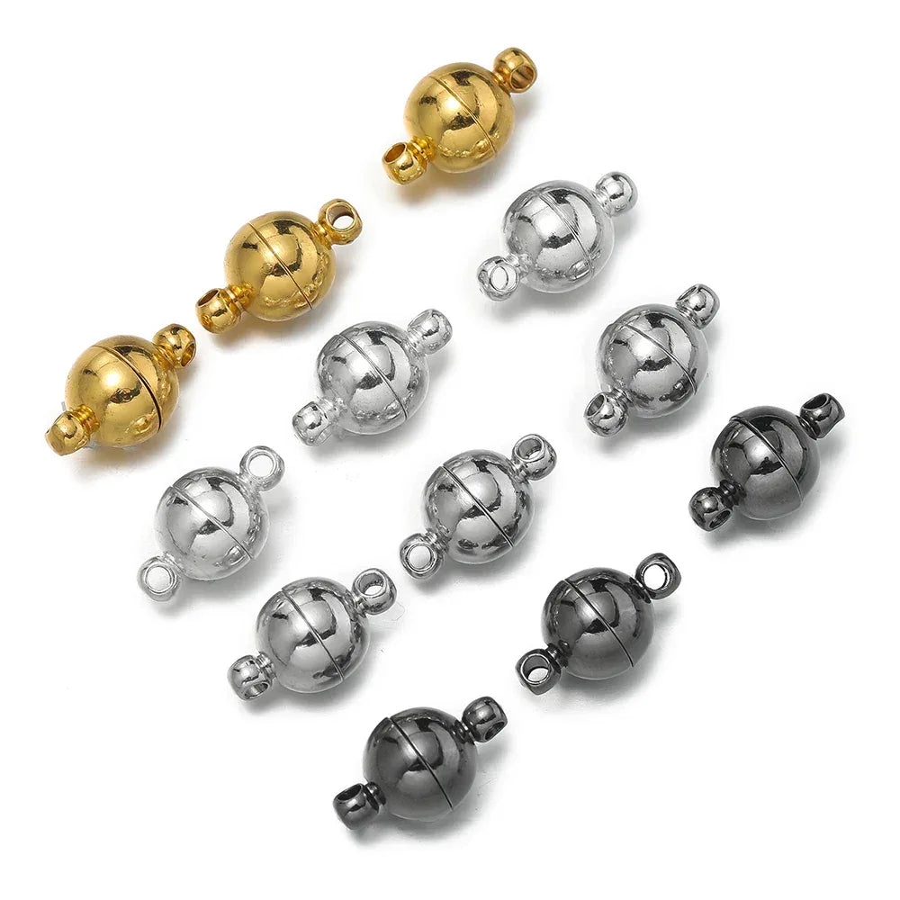 10pair/Lot 6/8/10mm Round Magnetic Connectors Clasps Magnet Charms End Cap for DIY Jewelry Making Couple Bracelet Necklace - Luvia