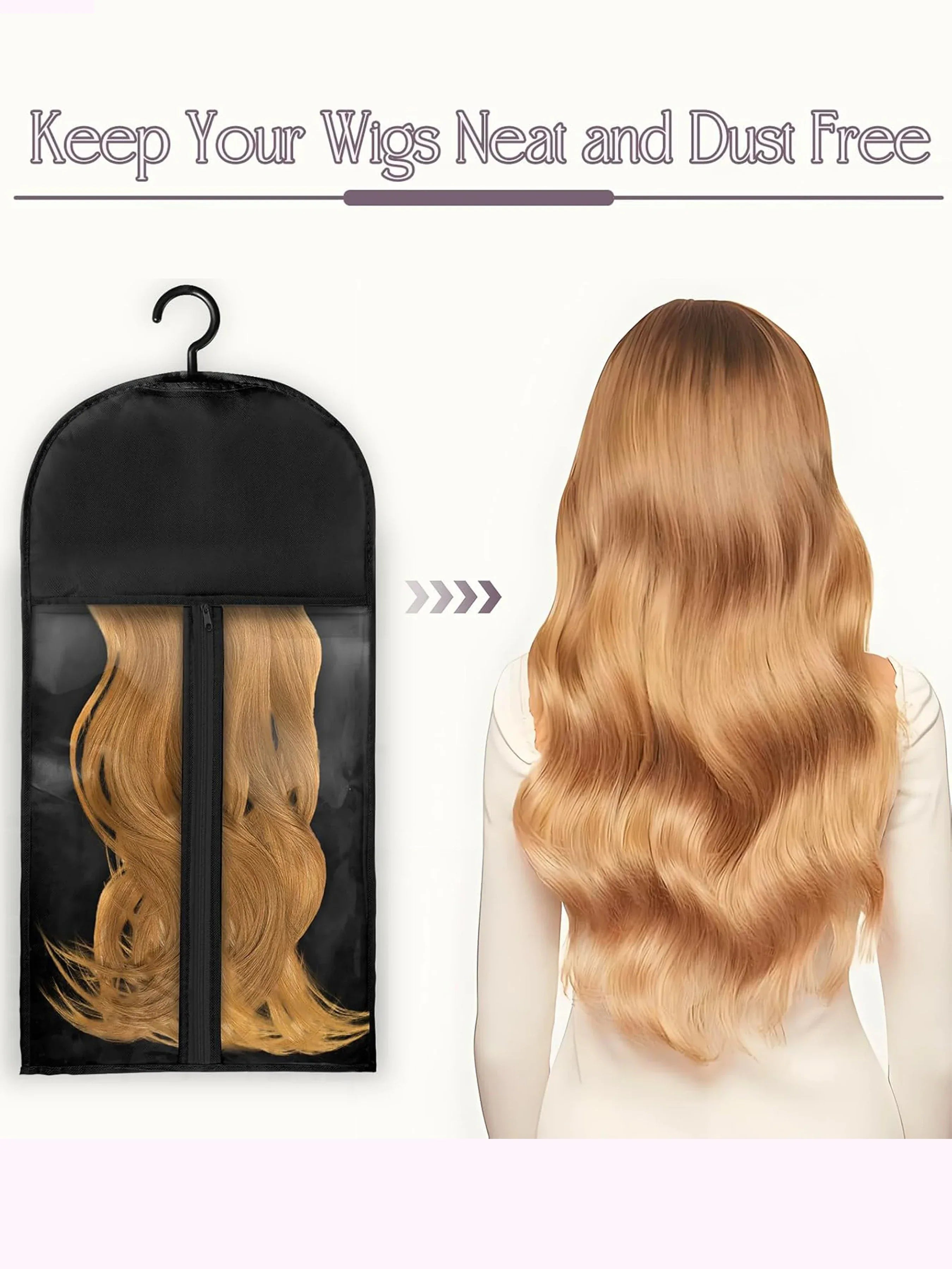 10pcs Wall-Mounted Wig Storage Bags,Travel-Friendly Organizer Black, for All Wig Types,Breathable Material - Luvia