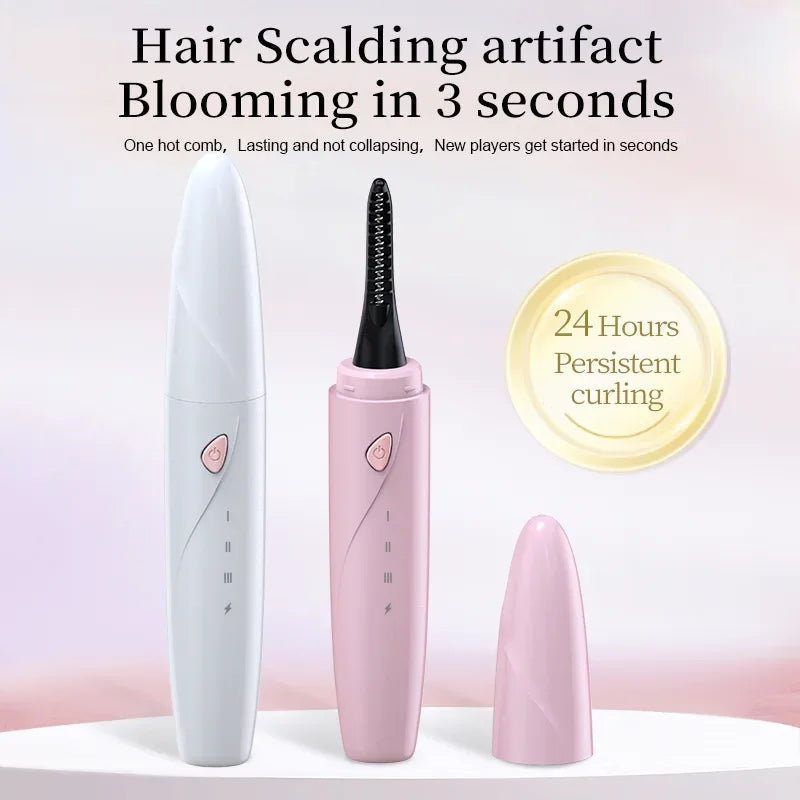 Heated Eyelash Curler 3-Level Adjustable Temperature Rapid Heated Type C Rechargeable Safe Anti-Burn Eye Lash Comb Teeth Design - Luvia