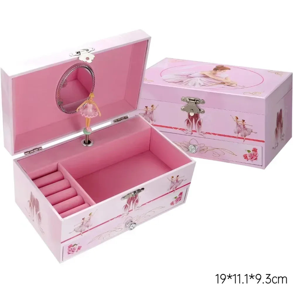 Music Box Christmas Fantasy Rotating Unicorn Ballet Girl Children's Music Box New Year Birthday Gift Multifunctional Jewelry Box - Luvia