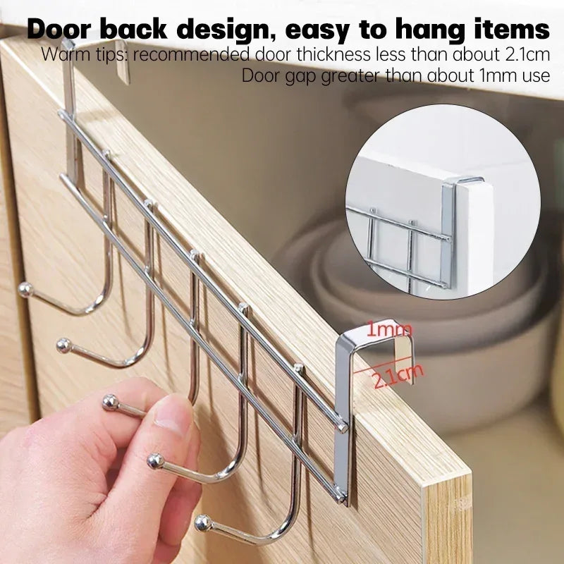 No Drill Over Door Hooks 5 Hooks Heavy Duty Organizer Space-Saving Wall Hanger for Coat Key Towel in Closet Bedroom Hallway - Luvia