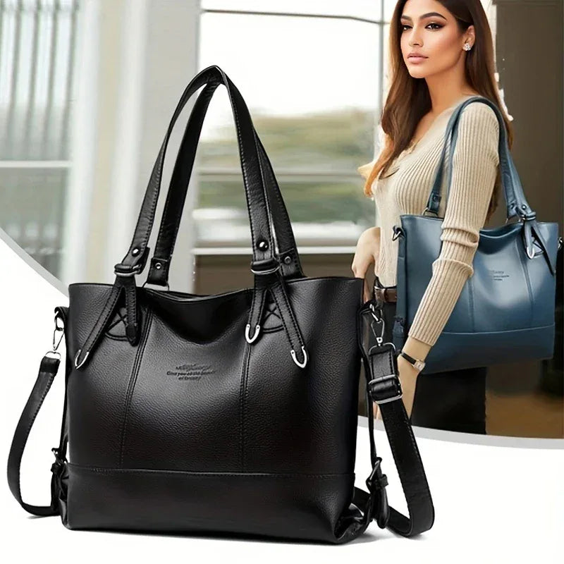 high-capacity Style Tote Bags for Women PU Leather Single Shoulder Underarm Bag Luxury Designer Handbags Travel Expanding wallet - Luvia
