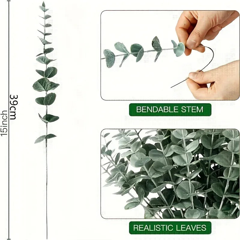 70 Realistic Artificial Eucalyptus Stems Suitable For Wedding Decoration Office Decoration, Party And Festival Celebration - Luvia