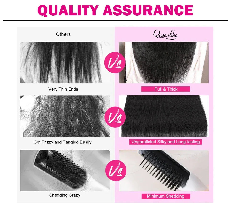 20 20 20 inch Straight Human Hair Bundles And Closure 100% Raw Hair Bundles With 2x6 HD Lace Closure 30inch Bundles Human Hair - Luvia